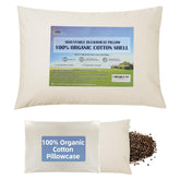 LOFE Organic Buckwheat Pillow front view showing breathable cover for cool sleep