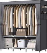 LOKEME Wardrobe Closet assembly view highlights the easy setup and sturdy frame