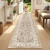 LOKHOM washable runner 2x8 front view shows soft faux wool texture for high-traffic areas.