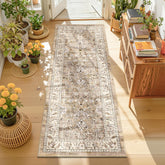 LOKHOM washable runner rug with boho floral pattern for stylish hallways