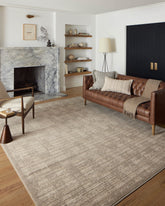 Loloi Darby rug Pebble/Sand front view showing soft ribbed texture for living rooms