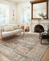 Loloi Margot MAT-03 Ocean/Spice rug showing plush CloudPile texture for cozy living rooms