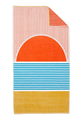 Loon & Lake Beach Sunset towel with radiant sunrays for a standout beach day