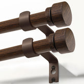Lootkell deep walnut wood curtain rod with wood grain finish for versatile window styling