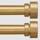 Lootkell modern gold curtain rod set with finials, ideal for living rooms and bedrooms.