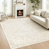 Losbulake 6x9 area rug with beige floral design adds warm elegance to spaces