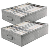 LotFancy foldable under-bed storage bags gray top view showing compact design