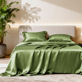 Love's cabin sage satin full flat sheet with silky, cool touch for comfort