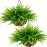 Lovemoon fake ferns in a basket closeup showing lifelike detail for easy decor.