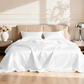 Love's cabin full-size satin flat sheet 81x96 for silky, cool sleep.