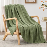 Love's cabin sage green muslin blanket shows breathable six-layer weave for year-round comfort
