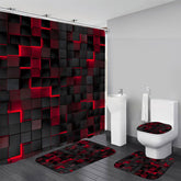 LQCOOL 4Pcs shower curtain set with 3D cubes adds modern bathroom style and privacy.