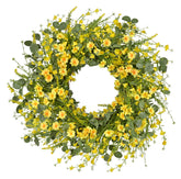 LSKYTOP 24-inch daisy wreath for front-door display with eucalyptus.