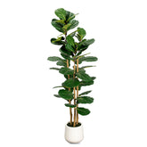LuceAlberi 5ft artificial fiddle-leaf fig tree with a lifelike three-trunk silhouette for homes and offices.