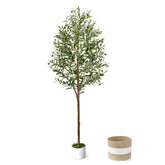 LuceAlberi 6ft artificial olive tree with white planter for elegant indoor decor.