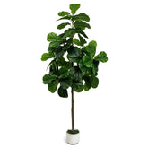 LuceAlberi artificial fiddle leaf fig tree 6ft in white planter adds bold focal point to any room.