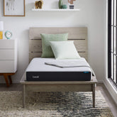 Lucid 6in memory foam mattress top view highlights compact low-profile design for small spaces.