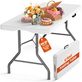 LUCKPRO 6ft folding table top shows a sturdy 18% thicker HDPE surface for reliable use.