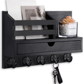Lucundm key holder wall mount with five hooks for organized entryway storage