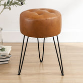 LUE BONA vanity stool with metal legs provides sturdy makeup seating.