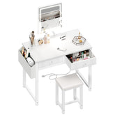 Lufeiya small makeup desk with LED mirror for precise, bright makeup application.