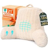 LUISOF 21-inch reading pillow in bed with back support and arms.