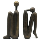 Lukitas Thinker bookend front view with bronze figures providing decorative stability.