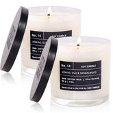 Lulu Candles Jasmine Oud Sandalwood jar releases rich fragrance for cozy evenings