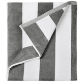 LULUHOME large oversized beach towel in grey stripes, ultra-absorbent and quick-drying.