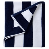 LULUHOME large oversized beach towel in navy stripe for quick drying by the pool.