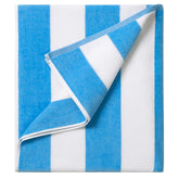 LULUHOME large oversized beach towel in blue stripe for beach days.