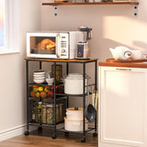 LUMAMU rolling microwave cart ready for easy mobility in the kitchen.