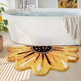 LUMI Floral Bath Mat Sunflower front view shows soft plush texture for feet.