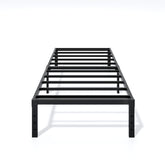 LUMUNANCE twin bed frame front view with 14-inch clearance for ample underbed storage