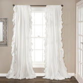 Lush Decor Reyna ruffle curtain panel in white with flowing texture for windows