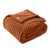 Lussena Rust Queen Bed Blanket close-up of plush fleece for cozy warmth