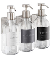 LUSSPA shower dispenser three-bottle set keeps shampoo and body wash organized.