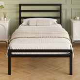 Lutown-Teen 12-Inch twin bed frame with headboard showing mattress alignment and classic silhouette