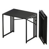 Lutown-Teen folding desk open in black with a roomy 32-inch surface for focused work