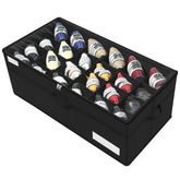 Luvhomee shoe storage organizer front view showing 24 compartments for easy closet organization.