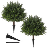 LUWENER 23.6-inch artificial cedar topiary with ground spikes for stable planting.