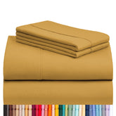 LuxClub 4pc queen sheet set fitted close-up showing secure deep-pocket fit