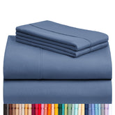 LuxClub 4pc queen sheets set showcases breathable microfiber for cool restful nights.