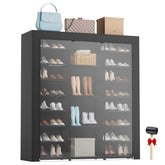 LVNIUS 9-tier shoe rack with dustproof cover keeps footwear clean and accessible.