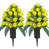 LVXINLI artificial cemetery flowers bouquet for two sets with lasting color