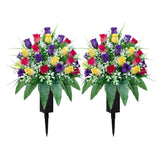 LVXINLI artificial cemetery flowers bundles: vibrant silk roses for lasting gravesite beauty.