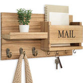 Lwenki wall mount mail organizer with shelf keeps entryway tidy.