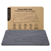 Lydia's Deal stone bath mat absorbs water instantly for dry bathroom floors.