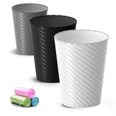 Lysam compact round bathroom trash can front view; space-saving design for small spaces.