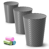 Lysam bathroom trash can in compact round grey design for small spaces